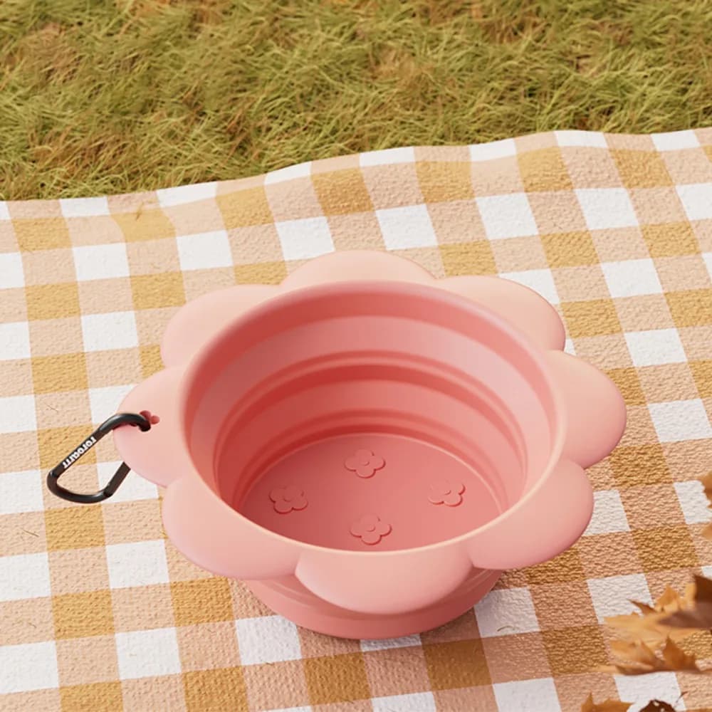 Durable 350ml Dog Bowl Flower Shape Collapsible Puppy Water Food Container Portable Silicone Feeder Dish Bowl Pet Supplies