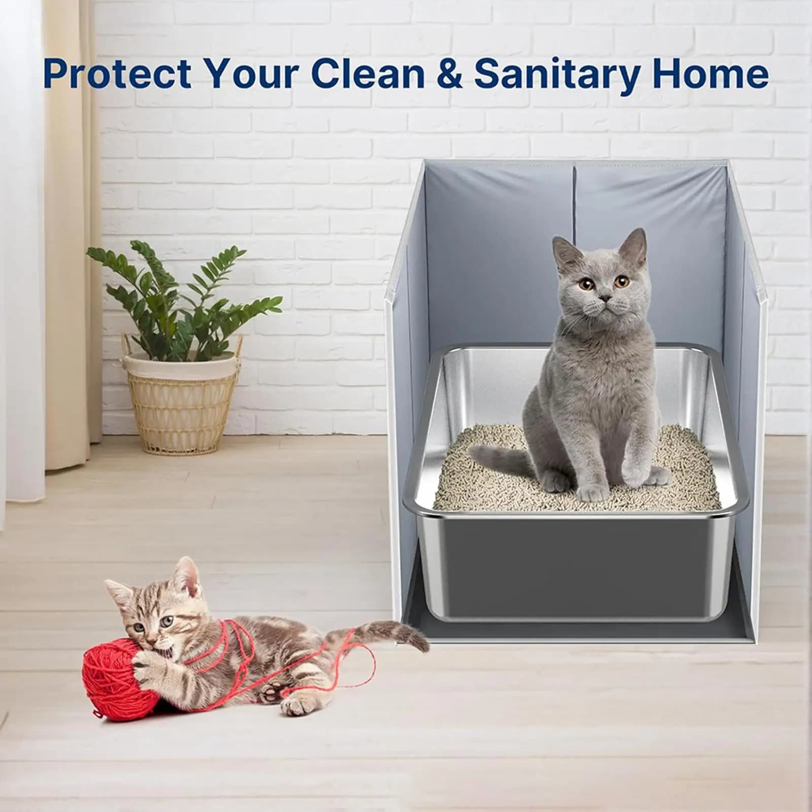 Enclosed Cat Litter Box Furniture Hidden Waterproof Oxford Cloth Shield for Spacious Cat Litter House
