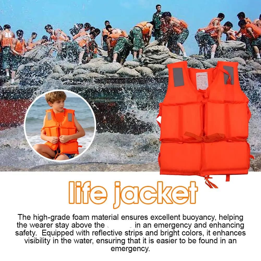 Giubbotto di salvataggio arancione utile per bambini adulti galleggiamento in schiuma giubbotto di salvataggio per nuoto gilet per barche gilet da pesca nuoto gilet alla deriva