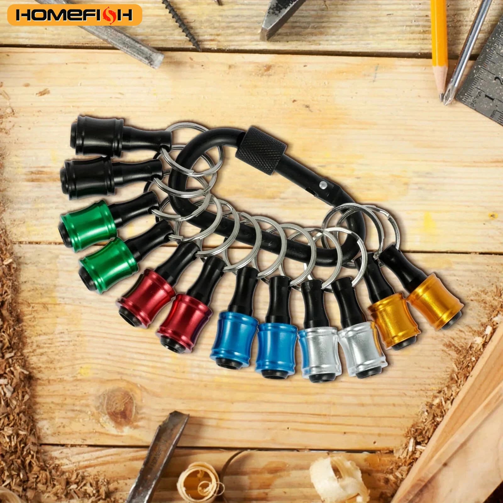 Update, Push to Unlock, 12 pieces with 1/4 inch hexagonal coding Aluminum alloy drill bit holder