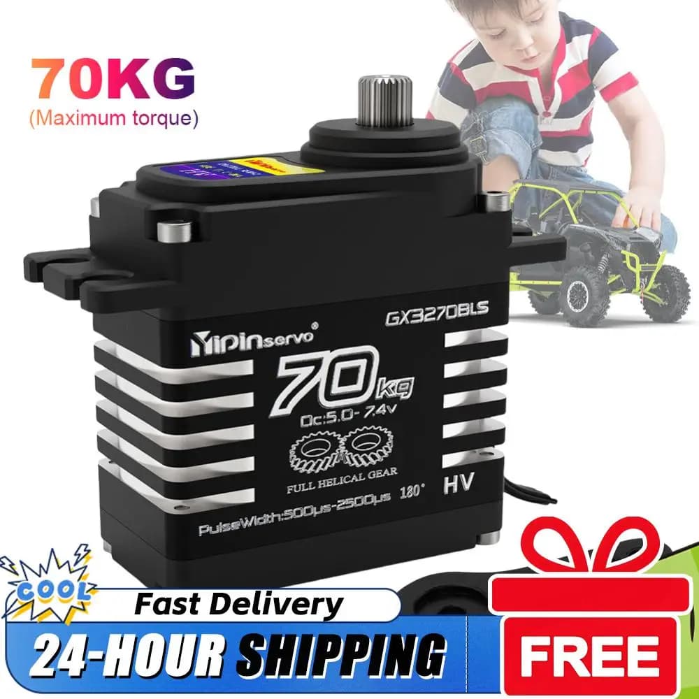 Servomotore Digitale Brushless da 70KG Impermeabile con Ingranaggi in Acciaio Inox per Auto RC 1/8 1/10 1/12, Barche, Aerei ed Elicotteri