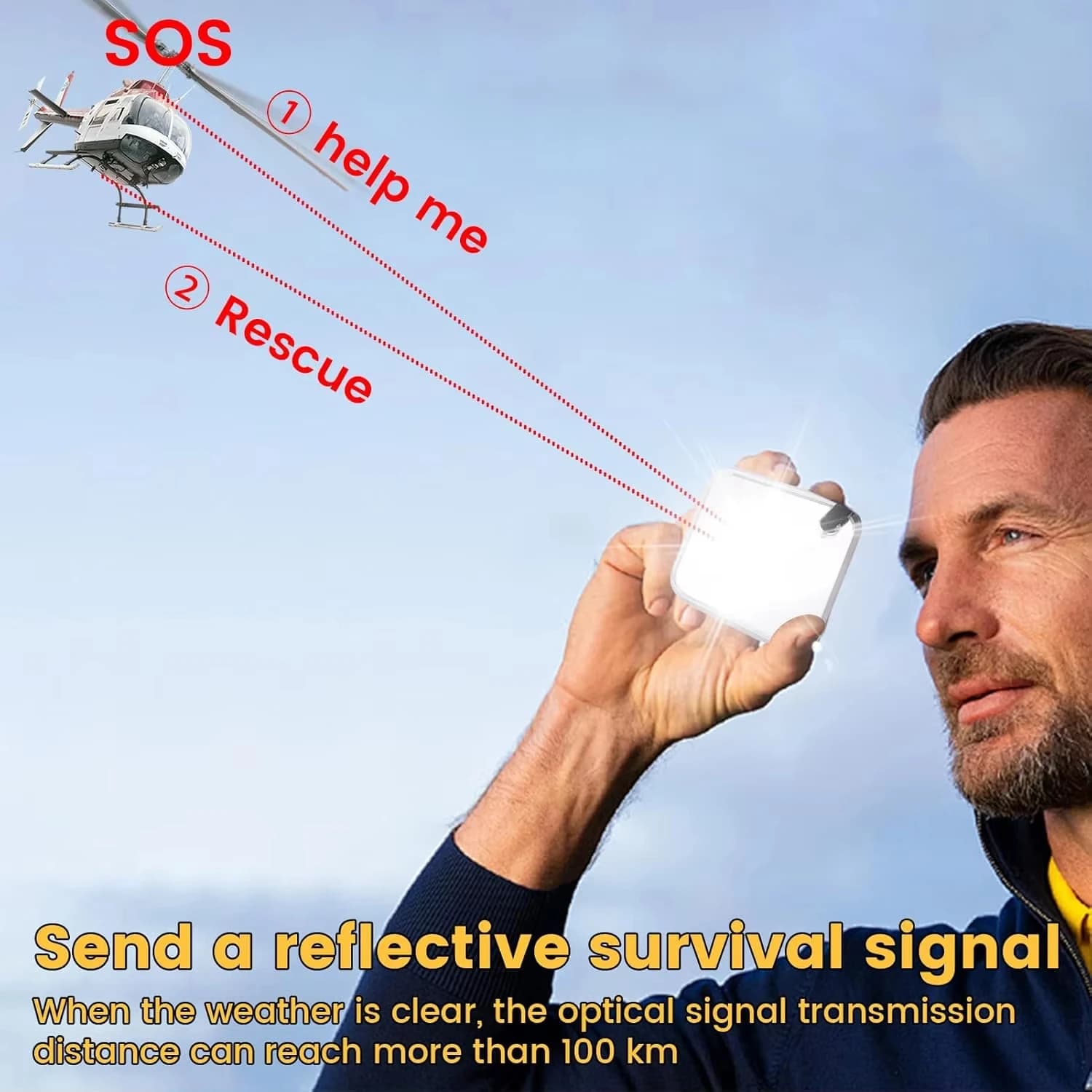 Specchio di segnale di sopravvivenza sul campo esterno Riflettore di luce solare per escursionismo Campeggio Emergenza Primo soccorso Barca marina Zattera SOS