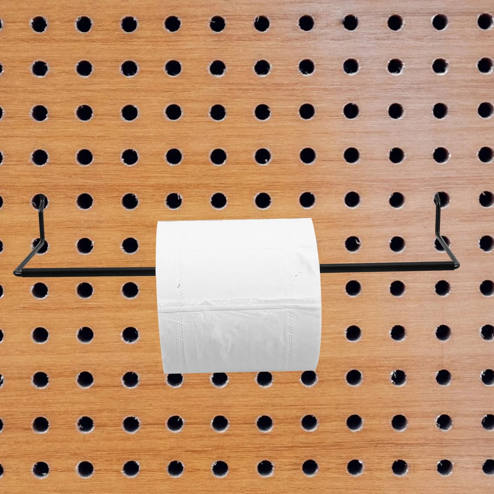 Metal Pegboard Organizer for Kitchen Bathroom Workshop Hooks Shelves Towel Holder Paper Towel Roll Rack Easy Install No Nails
