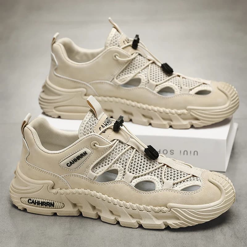 Men's Summer Sandals Breathable Hollow out Beach Shoes Outdoor Anti-Slip Driving Work Stream Trudging Men's Shoes