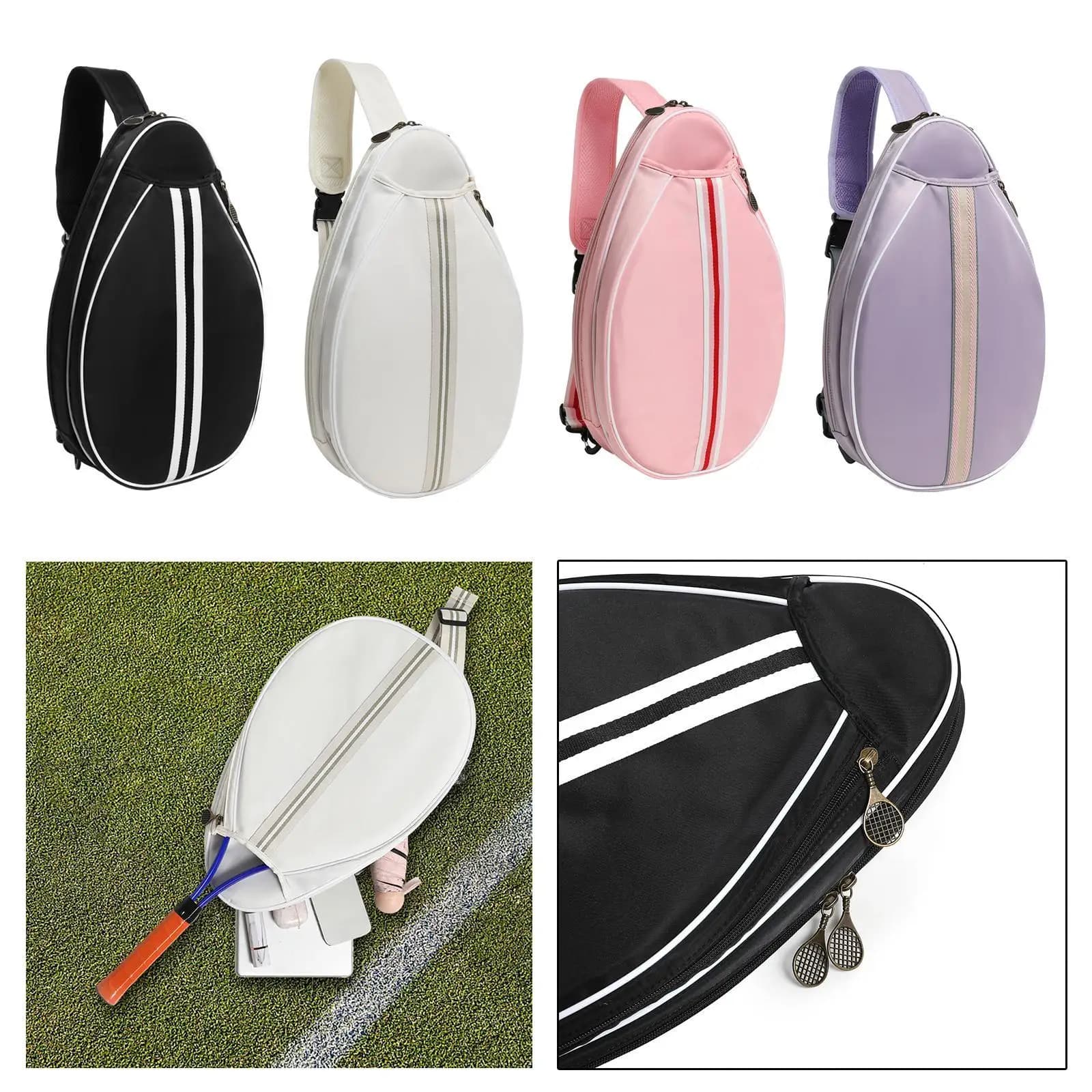 Borsa da Tennis Multifunzionale con Tracolla Regolabile, per Principianti, Attrezzatura Portatile per Tennis e Badminton all'Aperto