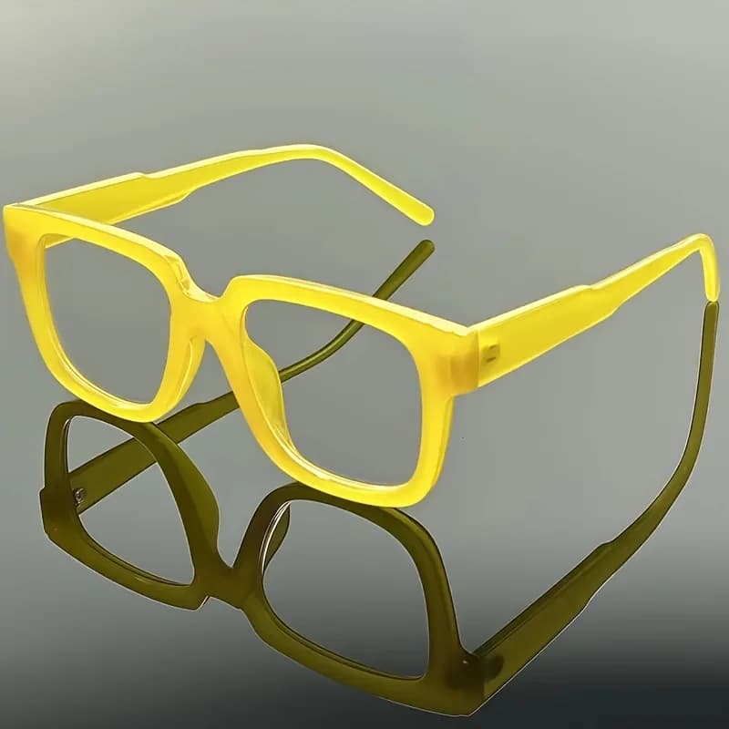 1 Pair Women's Fashion Glasses - Bright Yellow es, Lightweight Durable Plastic Frame, Stylish & Comfortable for Casual & Formal fits for daily