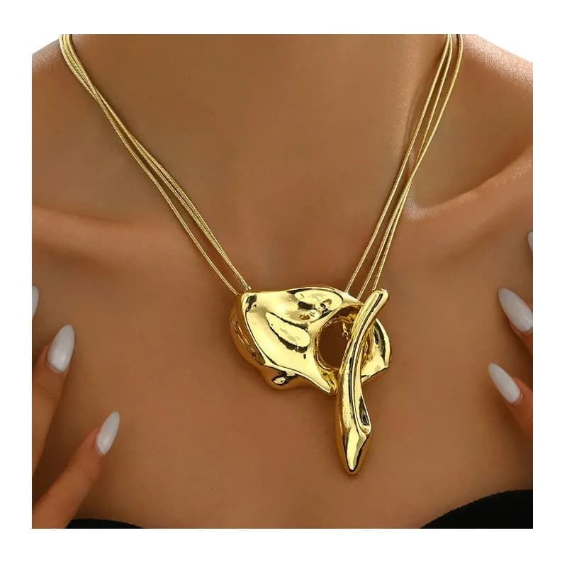 Nuova Collana da Donna con Design Geometrico e Forma Speciale, Catena Lunga per Clavicola, Collana Versatile
