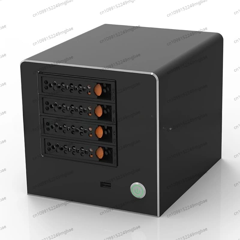 Black Square NAS Storage Chassis Server 4 Disks Aluminum Alloy Panel Computer Chassis