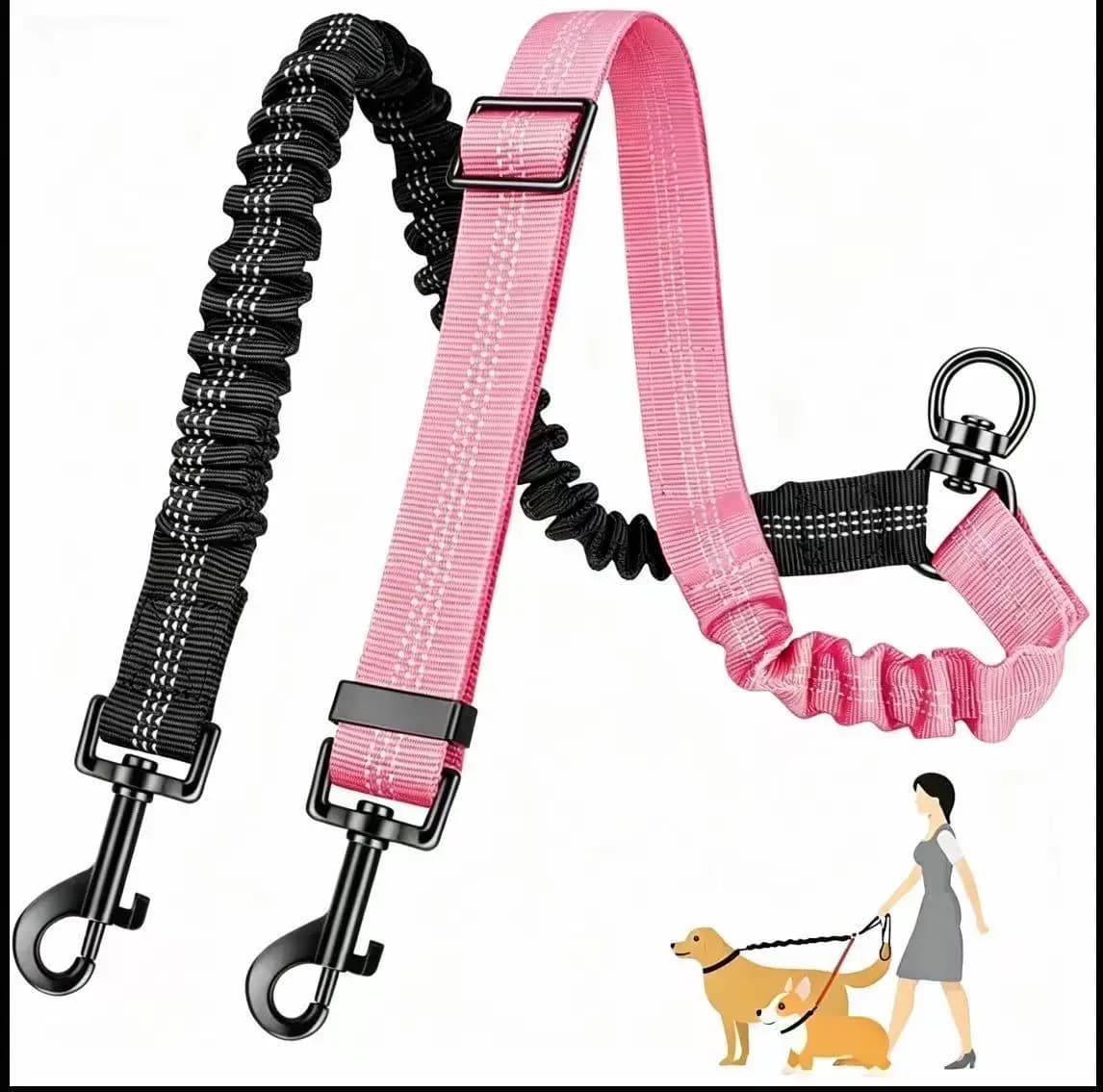 Double Leashe Hand Free Dog Leash for Pet Walking Running Jogging Adjustable Dog leash Waist Belt Chest Strap Traction Rope Dog