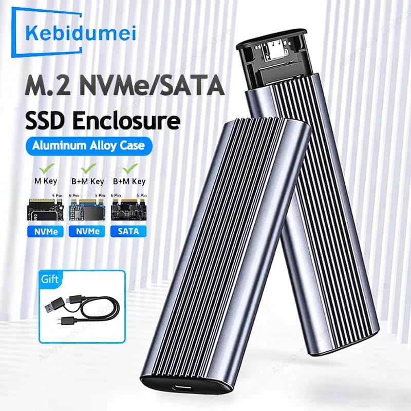 KEBIDUMEI M.2 NVME SATA SSD Case 10Gbps Enclosure Adapter USB 3.1 Gen1 Box esterno per disco rigido per 2230 2242 2260 2280 senza attrezzi