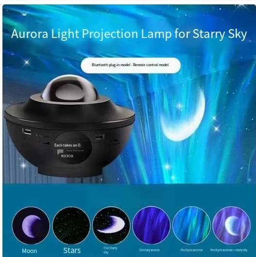 Proiettore di Stelle Aurora Boreale con Altoparlante Bluetooth, Lampada Atmosfera Romantica per Camera da Letto, Decorazione Casa, Regalo per Bambini e Coppie