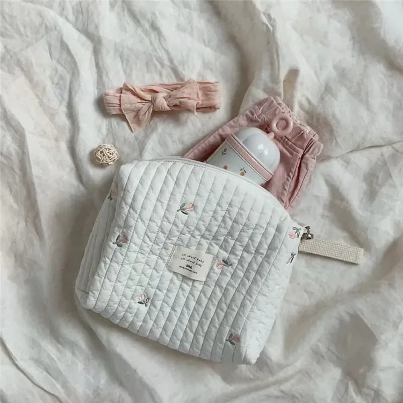 Kcute Cartoon Orso Ricamato Borsa per Pannolini per Bambini Ins Stile Coreano Multiuso Custodia per Passeggino Trasporto a Mano Moda Mamma Organizzatore