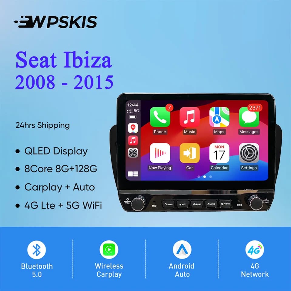 2Din Android 14 8GB Autoradio Multimedia PC Tablet Per Seat Ibiza 2008 - 2015 GPS DVD Video Lettore musicale Sistemi intelligenti per auto