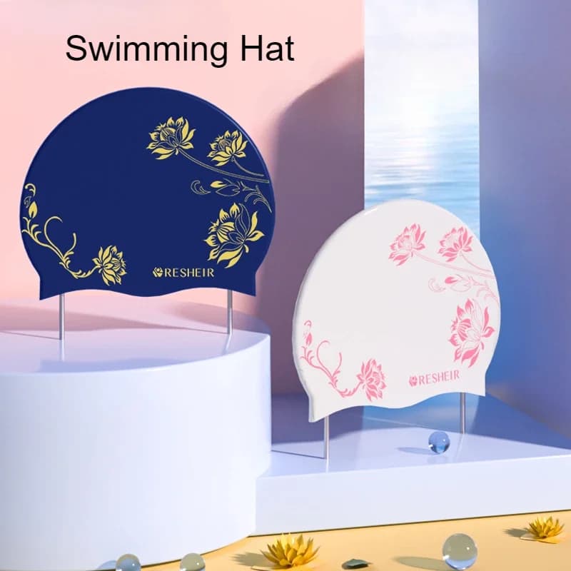 Hot 2 colors swim hat woman unisex girls long hair bath head stretched head draping free size pool sports elastic
