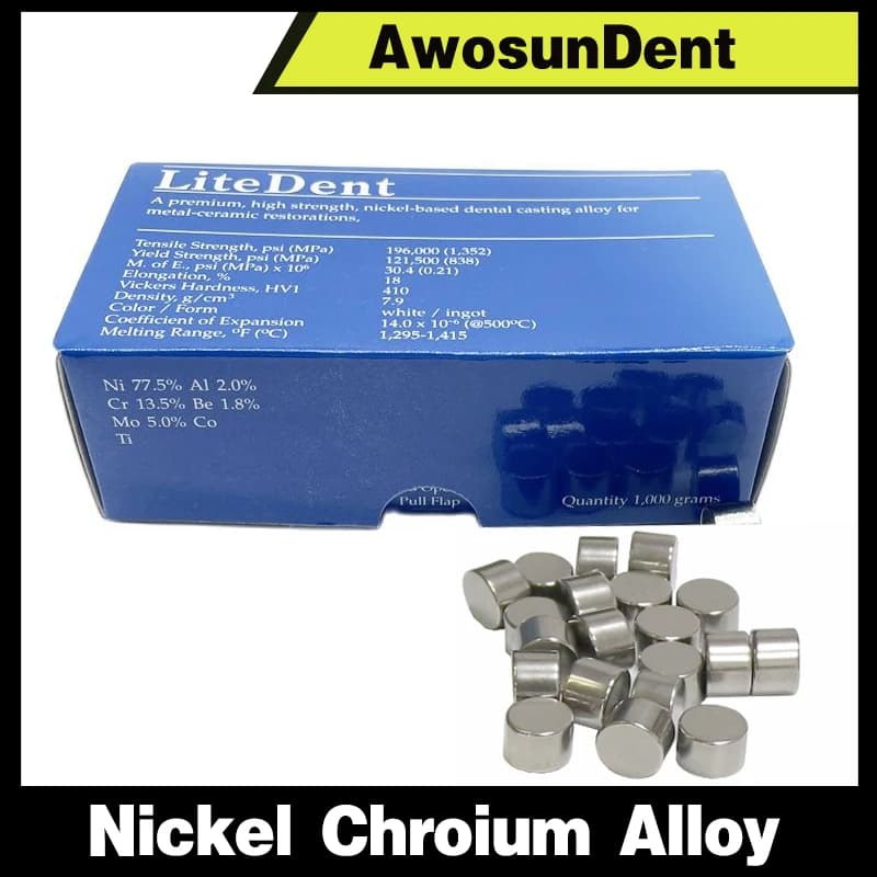 Base dentale in ceramica con leghe di nichel-cromo da 1000 g per materiale da laboratorio odontoiatrico