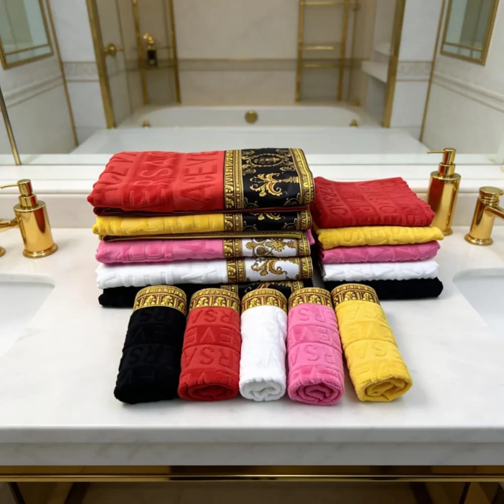 Set of Towels 3 Pieces, Absorbents and Drying Fast, Bathrobe, Beach towel, House Style and Hotel, Soft and Delicate on Leather, Large Bath Towel Set