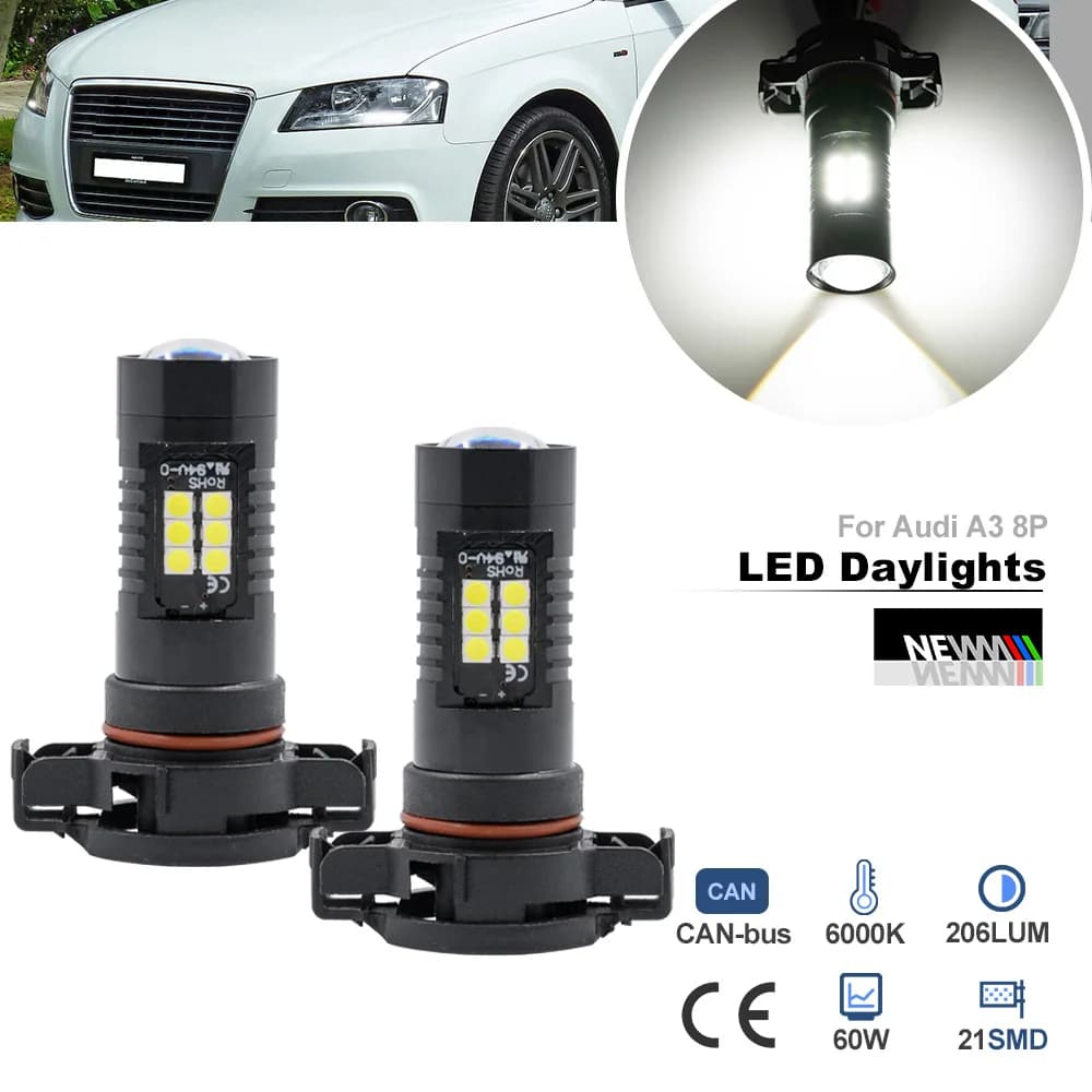 Per Audi A3 8P 2008 2009 2010 2011 2012 5202 PS19W PS24W H16 LED Daytime Running Lampadine Canbus DRL Auto Faro Luci diurne