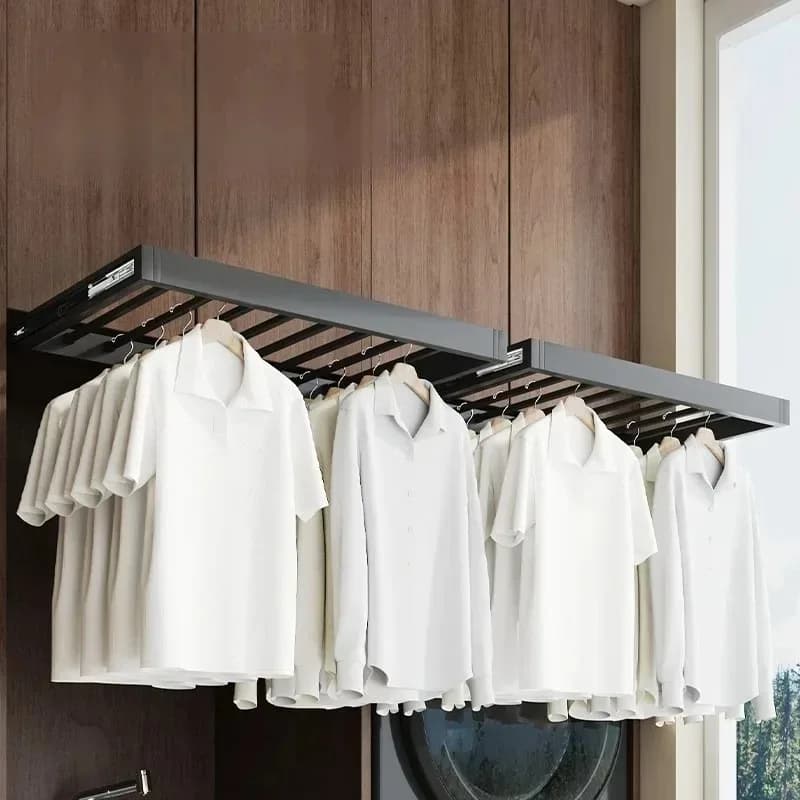 Washing Machine Drying Rack Invisible Clothes Racks Retractable Balcony Metal Hangers Multifunctional Slide Hanger Furniture