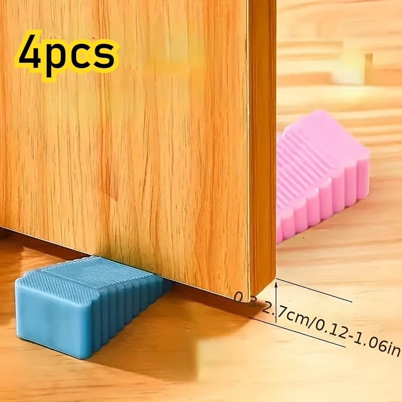 4pcs Silicone Windproof Door Stopper - Creative Punch-Free Design for Household Safety and Anti-Pinch Protection