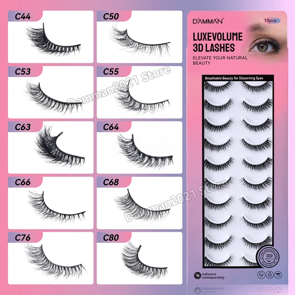Damman 10 Paia 3D Strip Eye Strip Wispy Cat Eye Strip Eye Strip Finte Visone Strip Eyelashes Makeup Tools