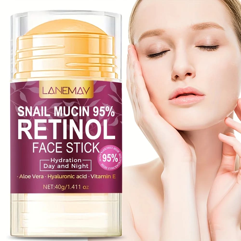 95% hydrating face stick with snail maucine, hyaluronic acid, aloe vera, vitamin E, hypoallergenic and firming lenitive moisturizing