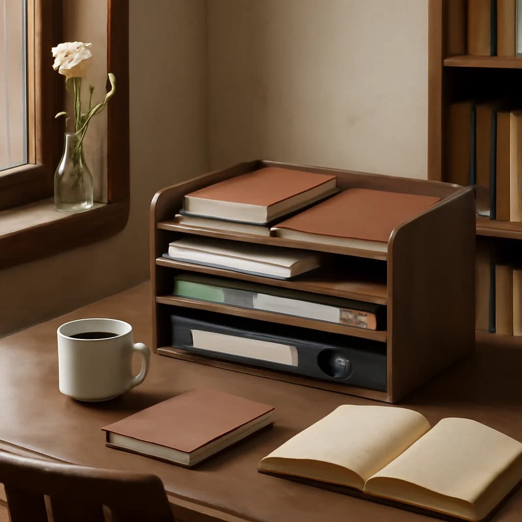 Organizzatore di File in legno massello, scatola da scrivania per ufficio, Rack di smistamento A4, cestino portaoggetti da scrivania, portadocumenti per cartelle domestiche