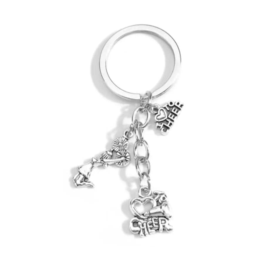 Cheerleader Keychain for Women Sparkly Pom Pom Key Ring Squad Gift for Team Players and Coaches