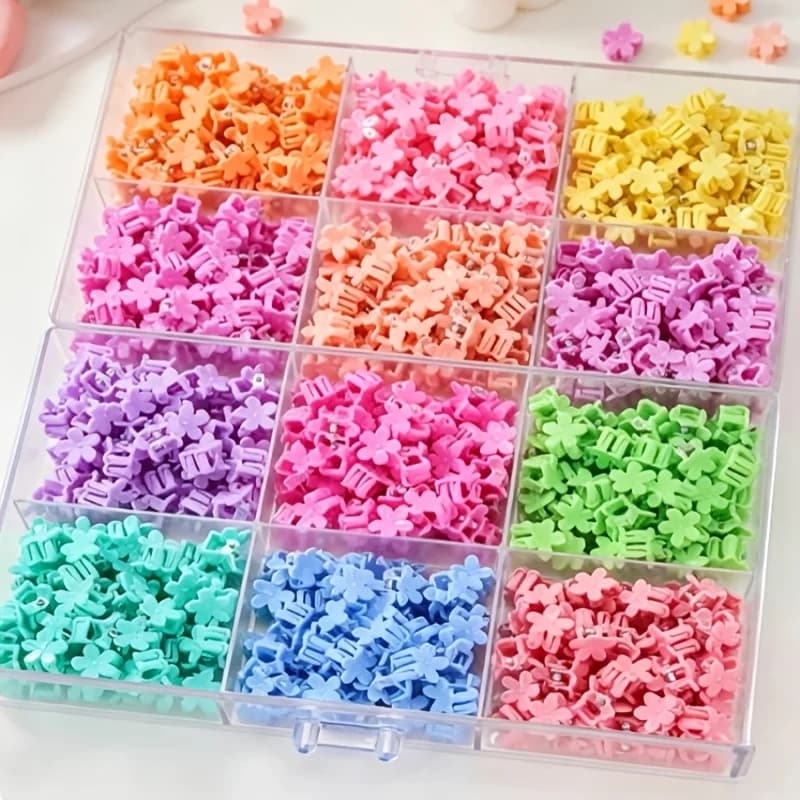 50pcs colorful flower small hair clips | Simple and cute girl’s braided hair clips | Suitable for daily and festive use.