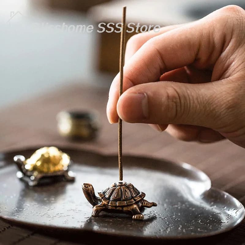【S】1 Pezzo Mini Porta Incenso in Metallo a Forma di Tartaruga, per Meditazione, Buddha, Legno di Sandalo, Divertente Porta Incenso a Forma di Animale per la Casa