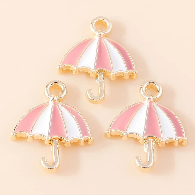 20pcs 15x19mm Cute Colorful Enamel Umbrella Charms Pendants for Jewelry Making Necklaces Earrings Bracelets DIY Crafts Supplies