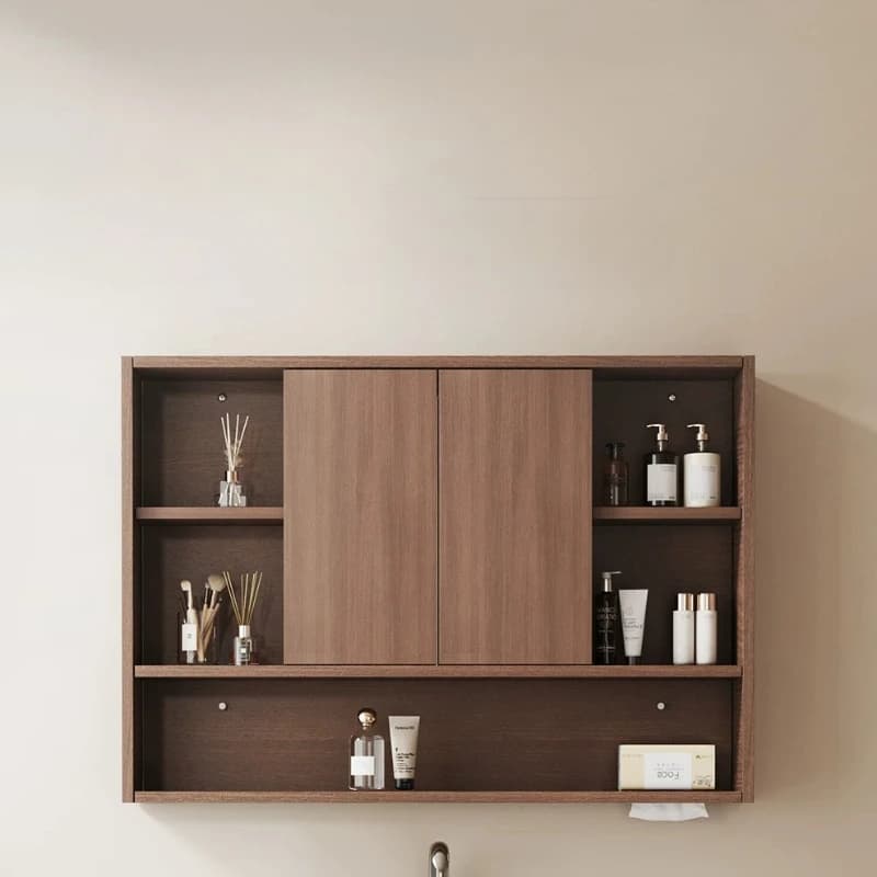 Wall Mounted Bathroom Mirror Cabinet, Hidden Storage Medicine Cabinet with LED Light, Vanity Mirror for Washroom & Shower