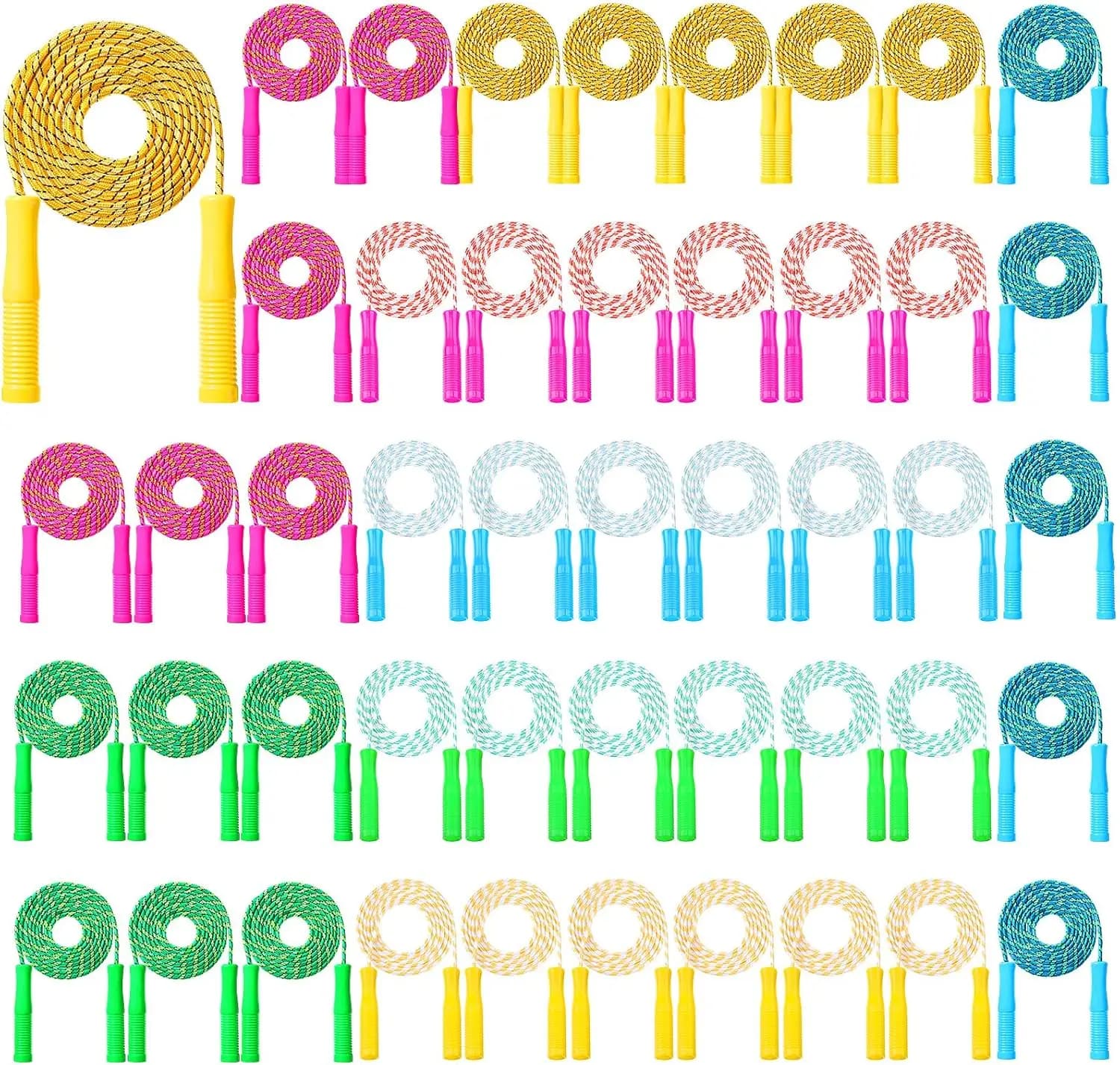 Set di 48 Corde per Saltare, Lunghezza Regolabile 2,4 m con Impugnatura in Plastica per Esercizio e Attrezzatura Fitness
