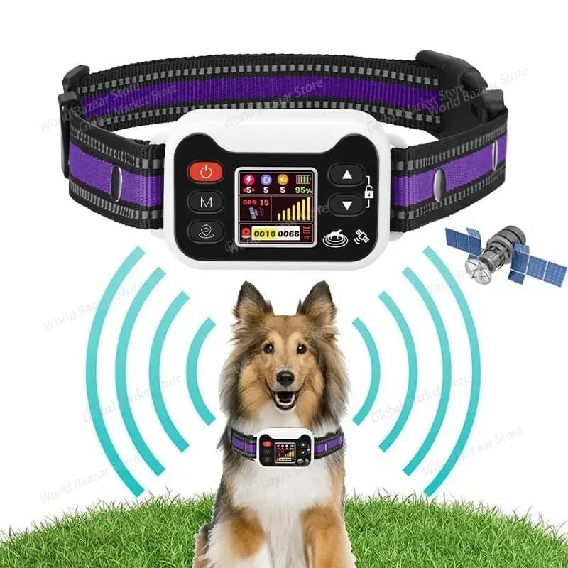 2025 Nuovo localizzatore per cani con recinzione elettronica wireless GPS, forniture per animali domestici con tappo antiabbaio, collare di addestramento impermeabile
