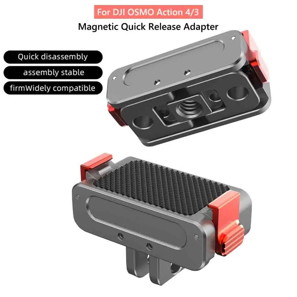 New for Action 4/3 Magnetic quick release adapter Aluminum camera support with 1/4" screw for DJI OSMO Action 4/3 camera tripod support