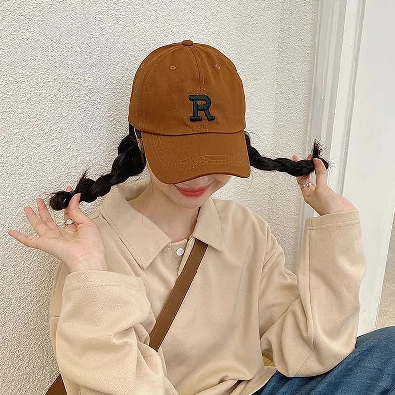 Cappellino da Baseball con Ricamo Lettera R per Uomo e Donna, Primaverile ed Estivo, Casual con Visiera, Stile Hip Hop, Unisex in Cotone, Cappello da Sole per Esterni