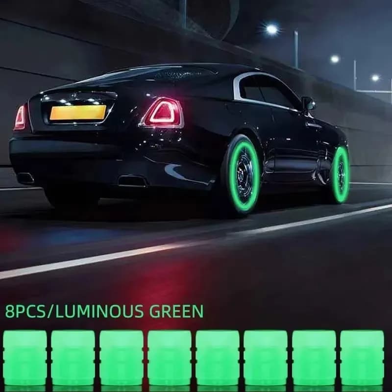 8 Pezzi Tappi Valvola Luminosi per Moto, Bicicletta, Auto, Ruote, Pneumatici, Fluorescenti, Decorativi, che si Illuminano di Notte