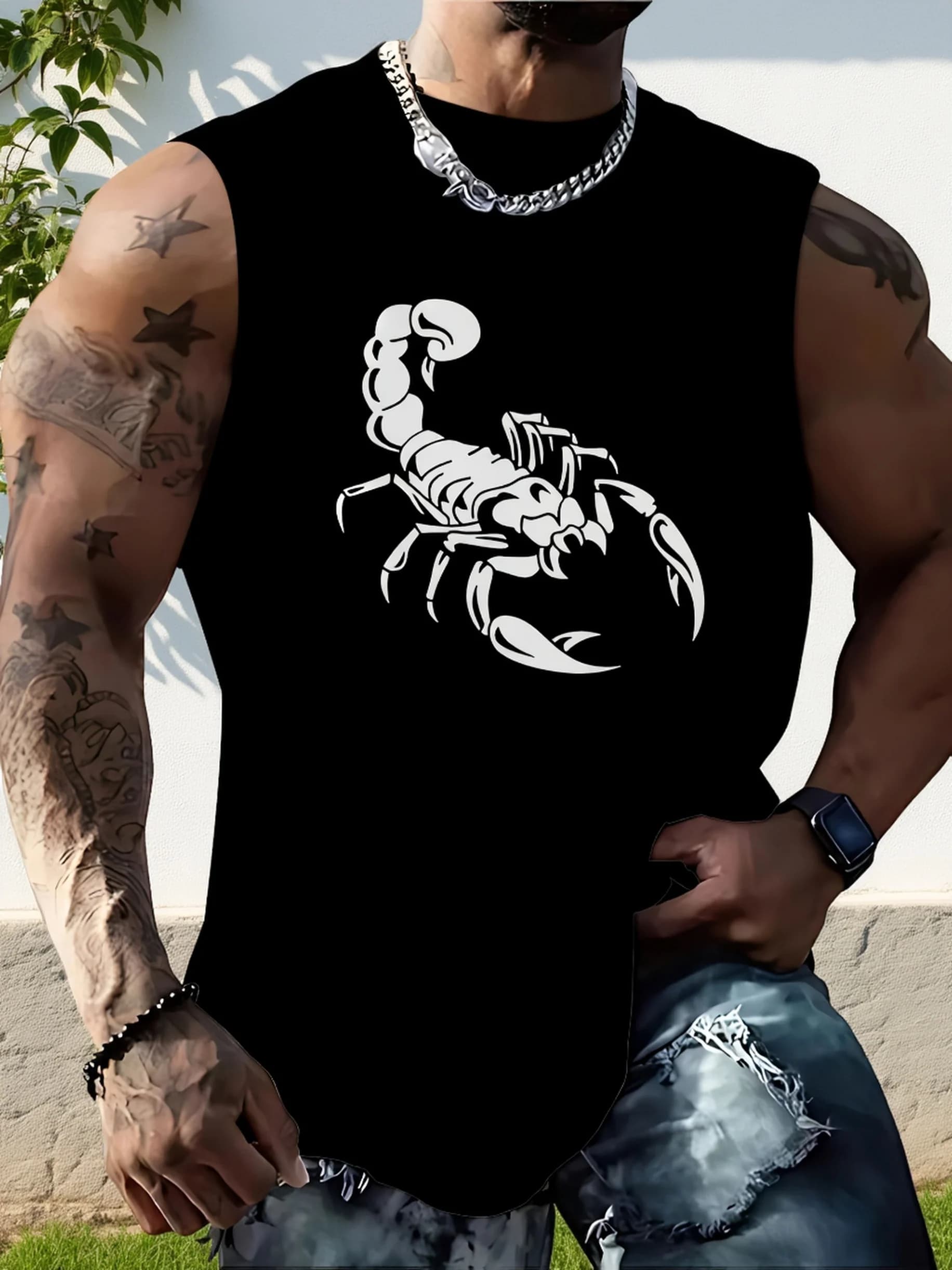 Men's casual printed T-shirt with large size, fashionable