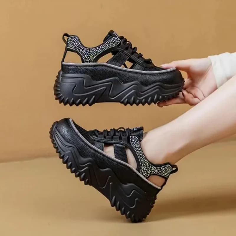 Romano Estate Donna Zeppe Scarpe Ciabatte Scarpe 2025 Scarpe vulcanizzate scavate All-match Traspirante Donna Casual Sandali De Mujer