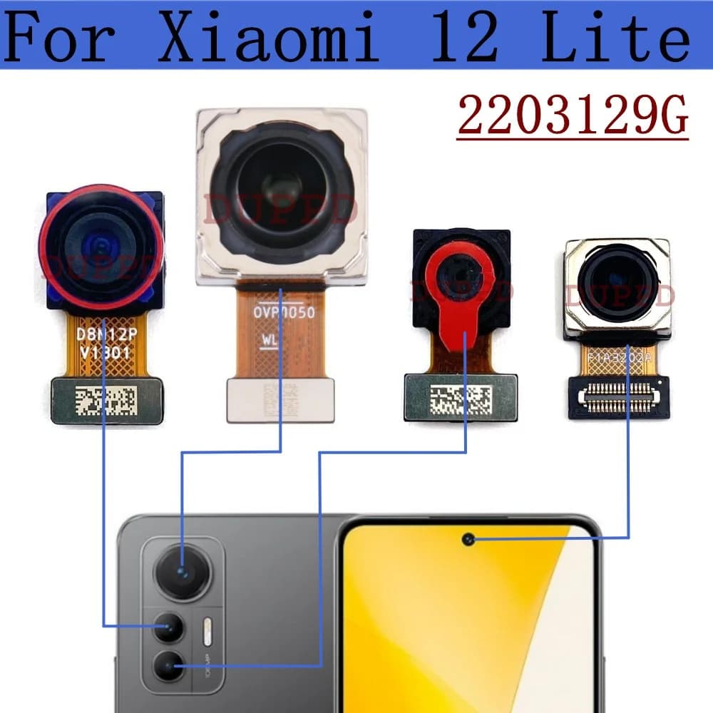 Fotocamera posteriore anteriore per Xiaomi Mi 12 Lite Selfie Frontal Big Back Main Back face cavo flessibile per fotocamera Macro grandangolare