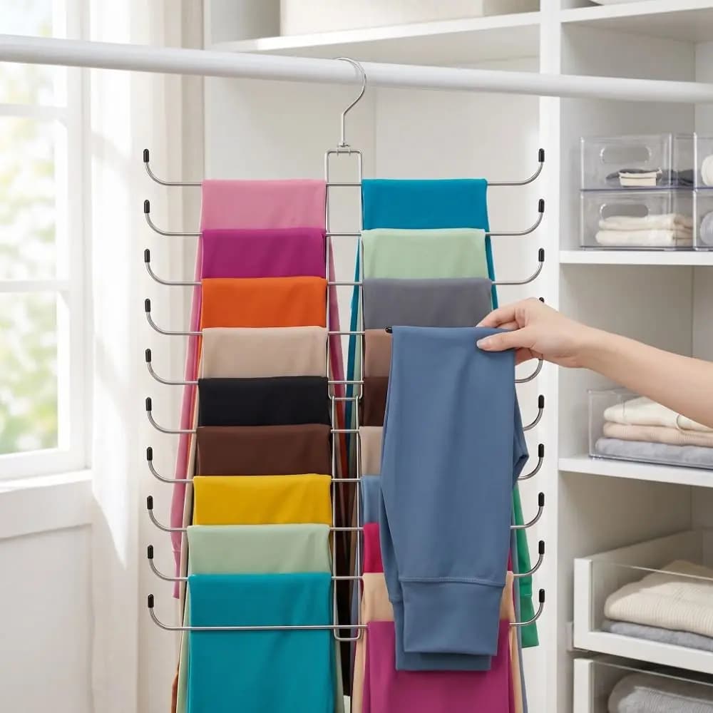 Space Saving Scarf Organizer Multi-Layer Rotatable Hijab Holder Foldable Heavy Duty Closet Storage rack Pant Clothing Storage