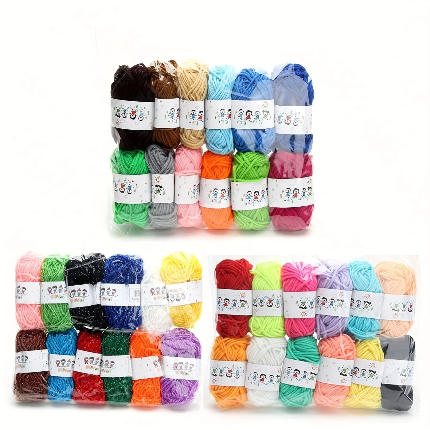 12pcs Mixed Color Crochet Knitting Yarn Set, Including 3.5MM Crochet Hook And 5 Marking Needles And 6 Stitching Needles