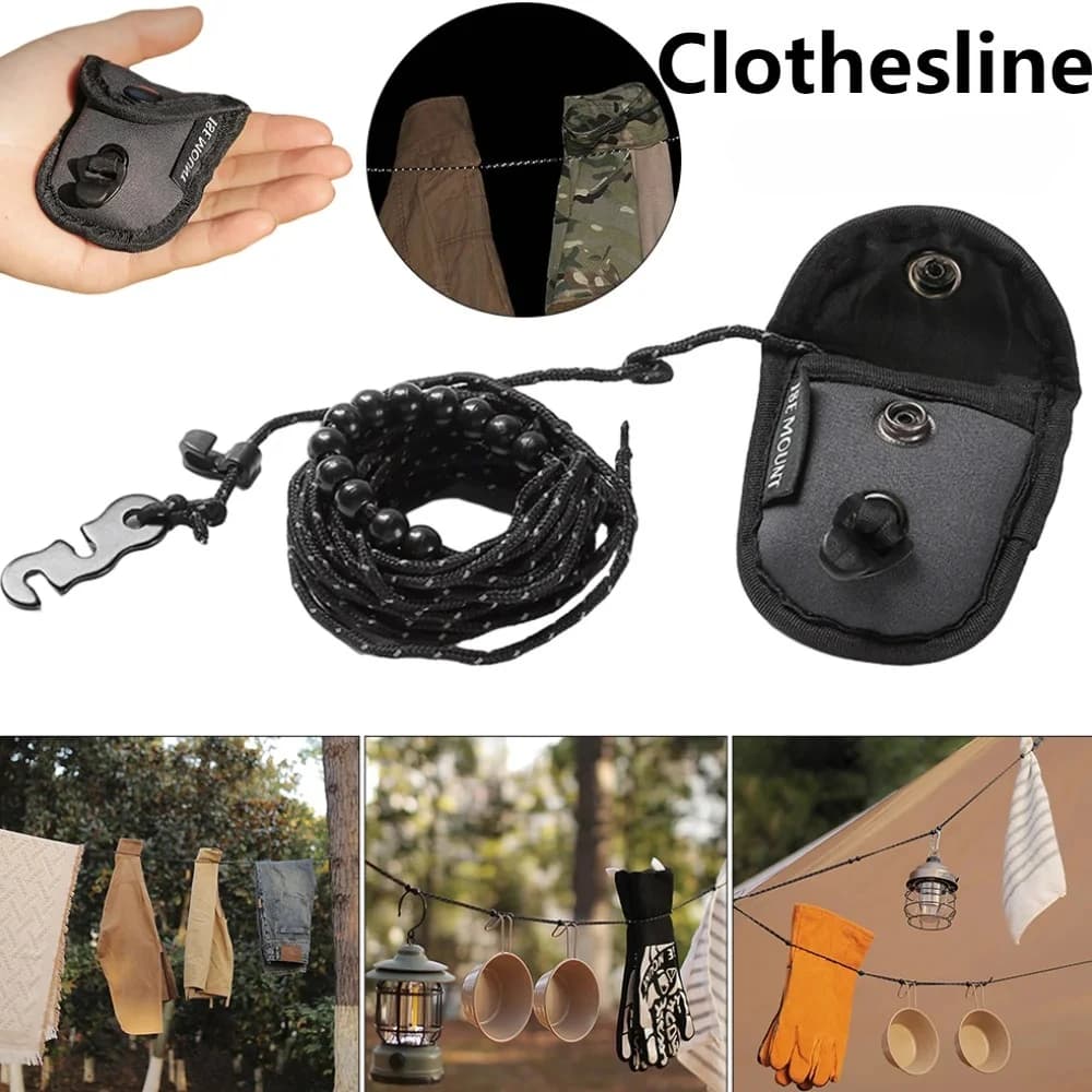 Stendibiancheria Portatile con Perline da 3 Metri - Stendino Regolabile Antivento per Esterni, Ideale per Campeggio e Viaggi