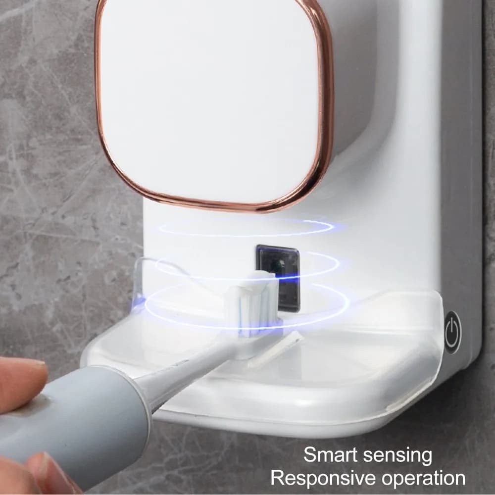 PS, PC, ABS Toothpaste Dispenser USB Powered Easy Install Toothpaste Squeezer Automatic Wall Mounted Toothbrush Holder