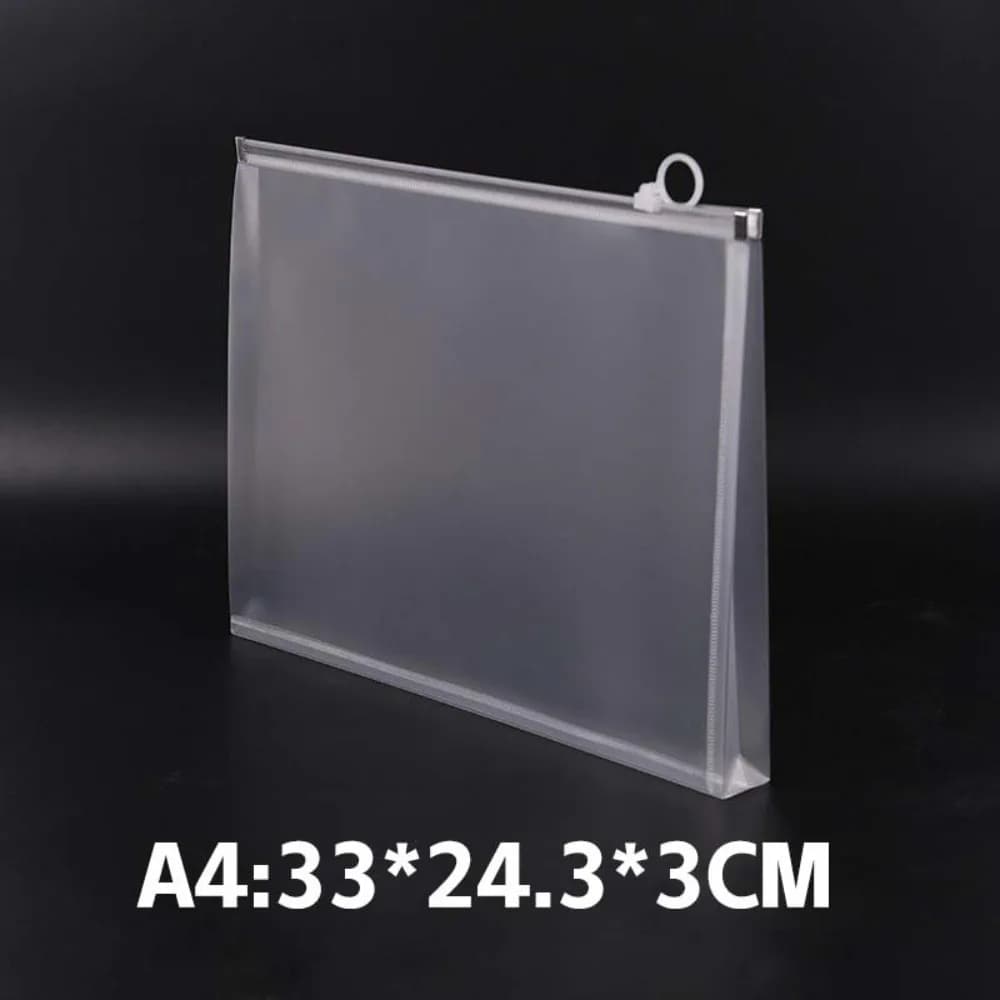 Simple A4/A5/A6 File Bag Transparent Waterproof Stationery Bag Zipper Design Handheld Document Folder School Office