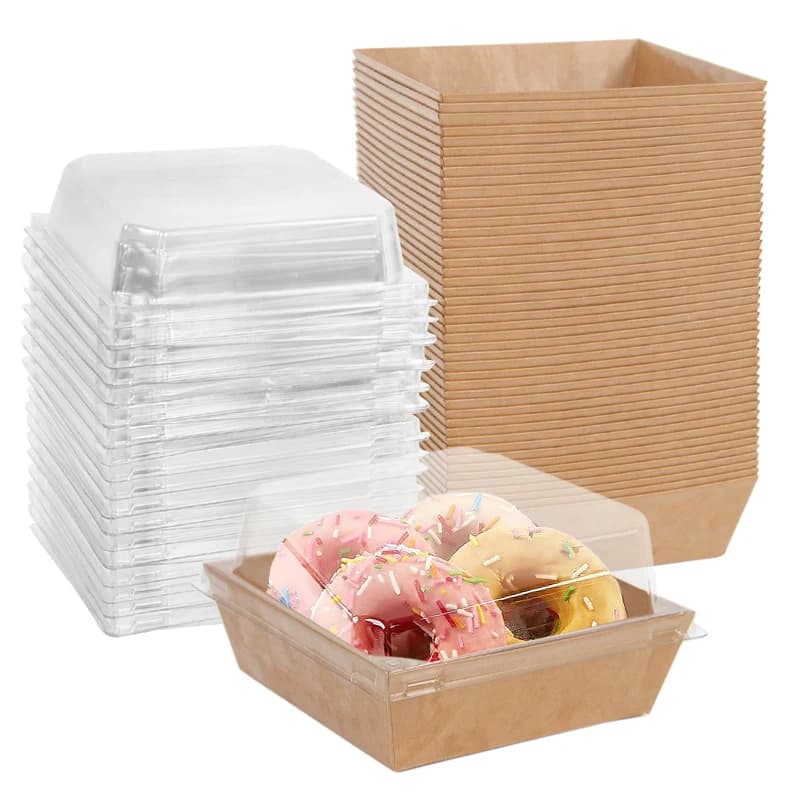 5/10 Pezzi Scatole in Carta Kraft per Dolci, Dessert, Ciambelle, Biscotti, Sandwich, Contenitori per Alimenti, Decorazioni per Matrimoni, Feste di Compleanno, Natale e Casa