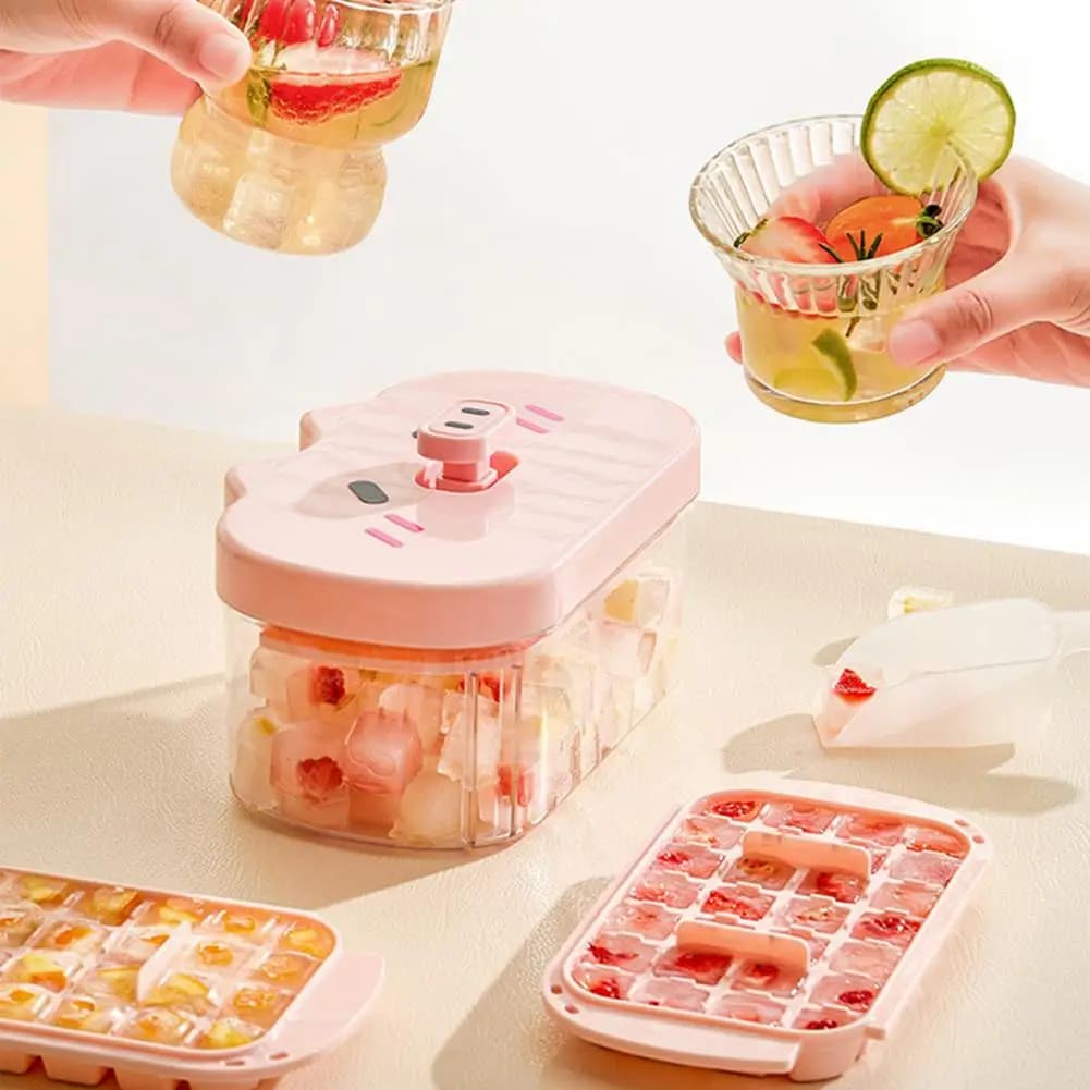Stampo per Cubetti di Ghiaccio a Forma di Maiale con Coperchio, in Plastica, per Congelatore, Anti-Perdita, Impilabile, Facile da Usare, per Casa e Feste