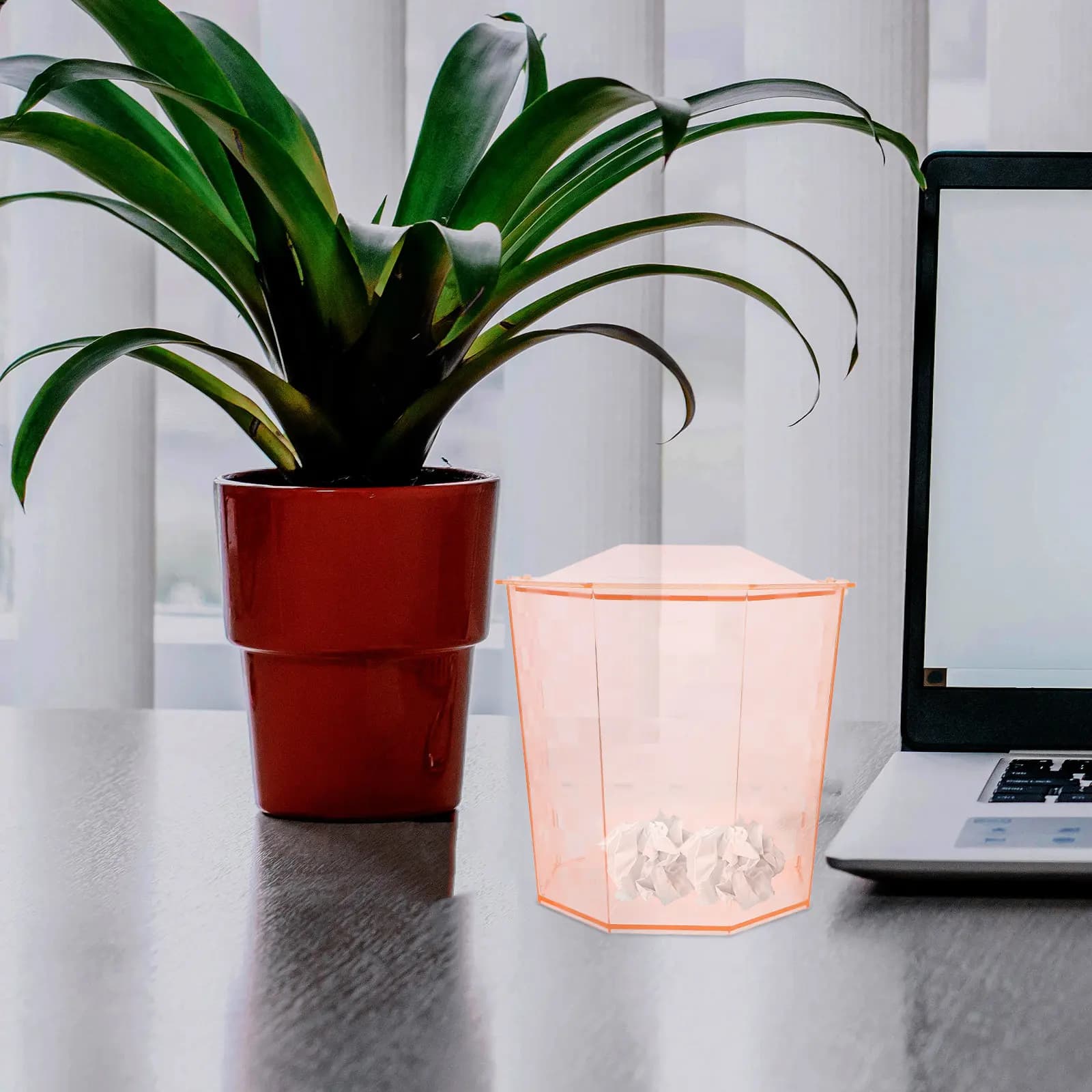 Compact Lidded Trash Bin for Desk Small Waste Basket Ideal for Office Dorm Room Bathroom Vanity Countertop Space-Saving Rubbish