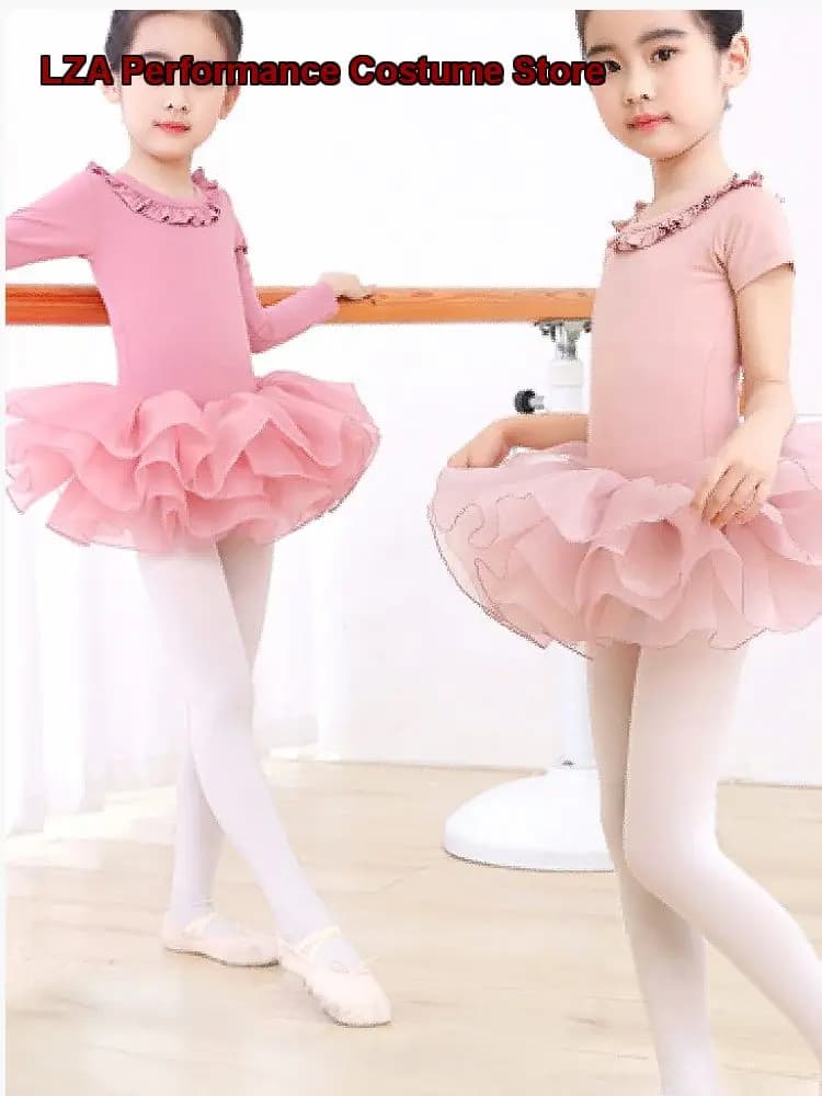 Children's Girls Dance Dress Summer Body Suit Art Exam Performance Costume Chinese Folk Dance Tutu Kids