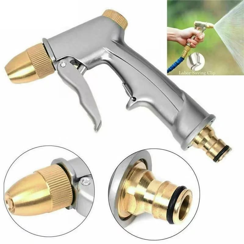 Ugello in ottone ad alta pressione Pistola ad acqua Spruzzatore per tubo da giardino per irrigazione del prato Lavaggio auto Strumento di pulizia multiuso