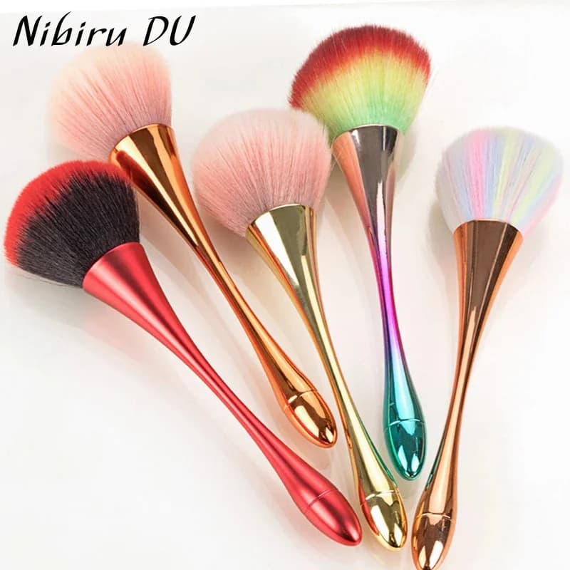 Pennelli professionali per nail art Detergente per polvere in polvere in oro rosa Pennelli per trucco per fard super soffici a manico lungo Strumenti per manicure